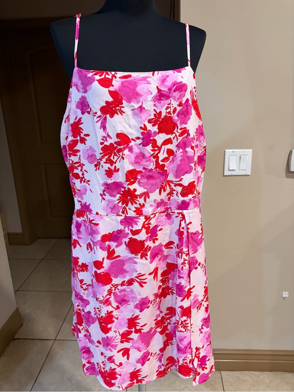 Floral Pink & Red Spaghetti-Strap Jumpsuit Romper